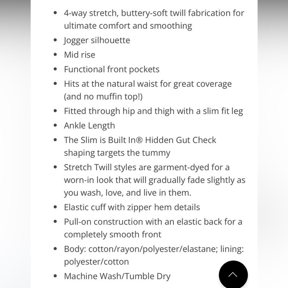 Spanx Stretch Mid Rise Twill Joggers in Washed Black Size Medium - Picture 12 of 13